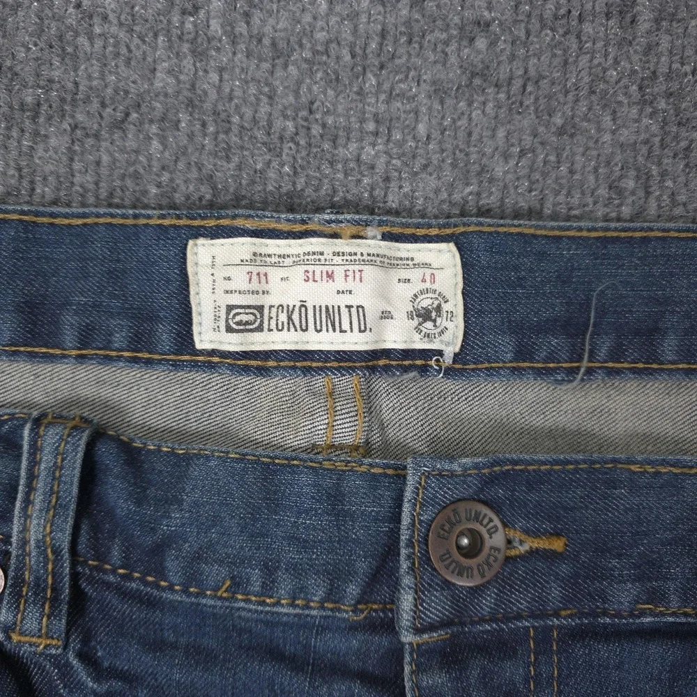 Ecko Unltd Jeans Mens 40x32 Blue 711 Slim Fit Tapered Stretch Denim Casual